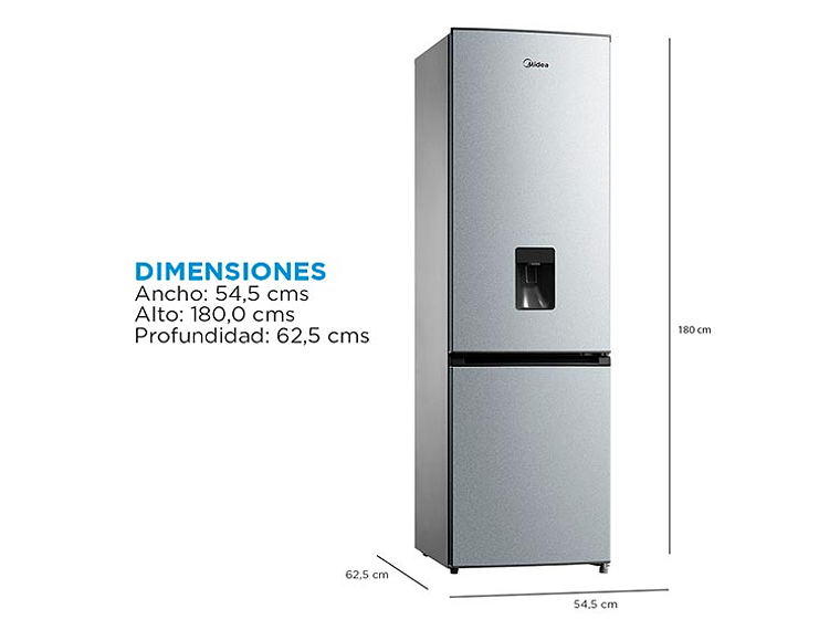 REFRIGERADOR MIDEA BOTTOM FREEZER NO FROST 262 L BTM MDRB380FGE50 2