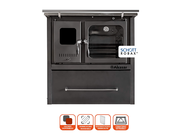 COCINA A LEÑA ALCAZAR EUROPEA M70 GRIS 3