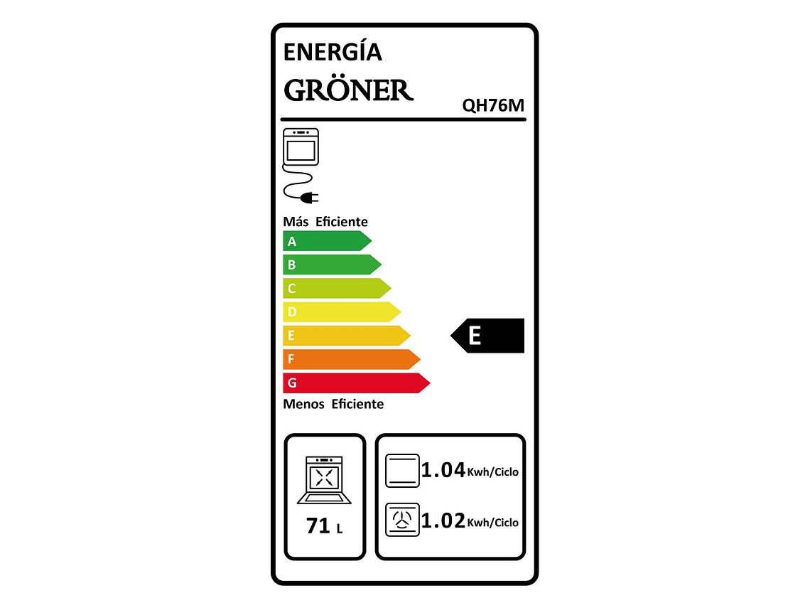 HORNO ELÉCTRICO EMPOTRABLE GRÖNER DELUXE AIR FRY 76L 5