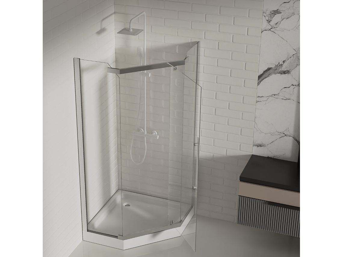 SHOWER DOOR 90X90CM 6MM MAMPARA DIAMANTE | BLANCO 5