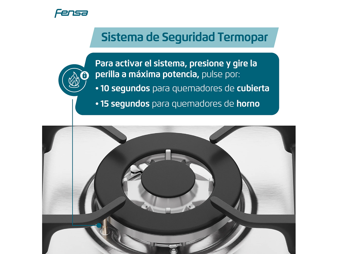 COCINA A GAS 5 PLATOS FENSA VAPORBAKE F 6000 T 4