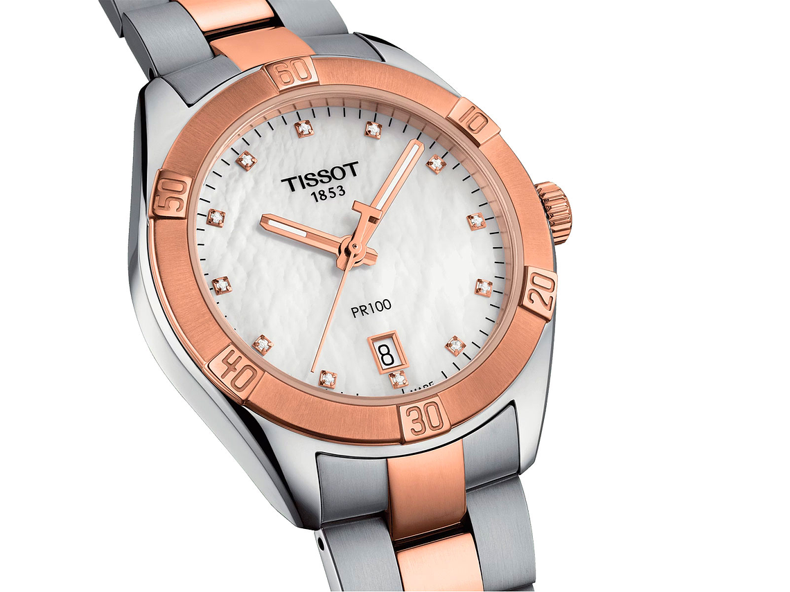 RELOJ TISSOT MUJER PR 100 SPORT CHIC ORO ROSA 3