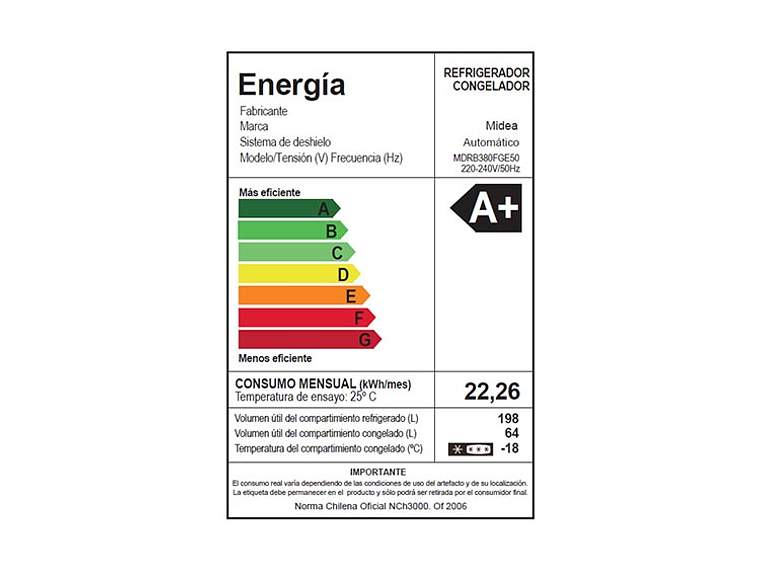 REFRIGERADOR MIDEA BOTTOM FREEZER NO FROST 262 L BTM MDRB380FGE50 8