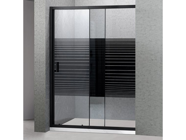 MAMPARA AJUSTABLE DE DUCHA 140-160 CM LÍNEAS NEGRAS 1