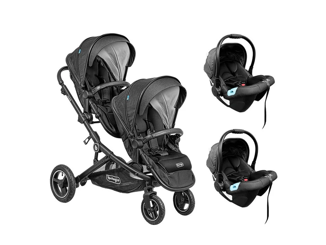 COCHE DOBLE TRAVEL SYSTEM BEBEGLO DUETO GRIS 1