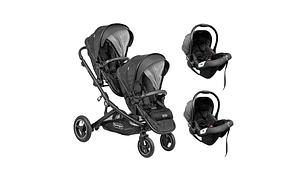 COCHE DOBLE TRAVEL SYSTEM BEBEGLO DUETO GRIS