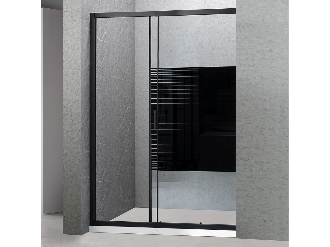 MAMPARA AJUSTABLE DE DUCHA 140-160 CM LÍNEAS NEGRAS 2