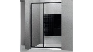 MAMPARA AJUSTABLE DE DUCHA 140-160 CM LÍNEAS NEGRAS