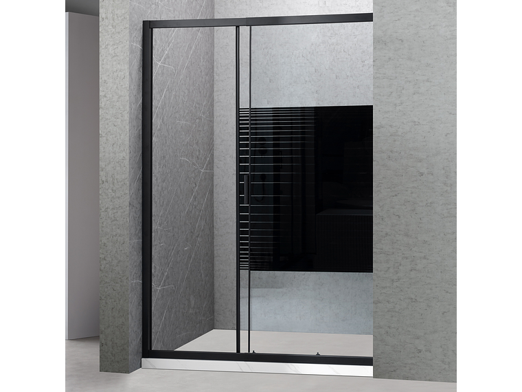 MAMPARA AJUSTABLE DE DUCHA 140-160 CM LÍNEAS NEGRAS 2
