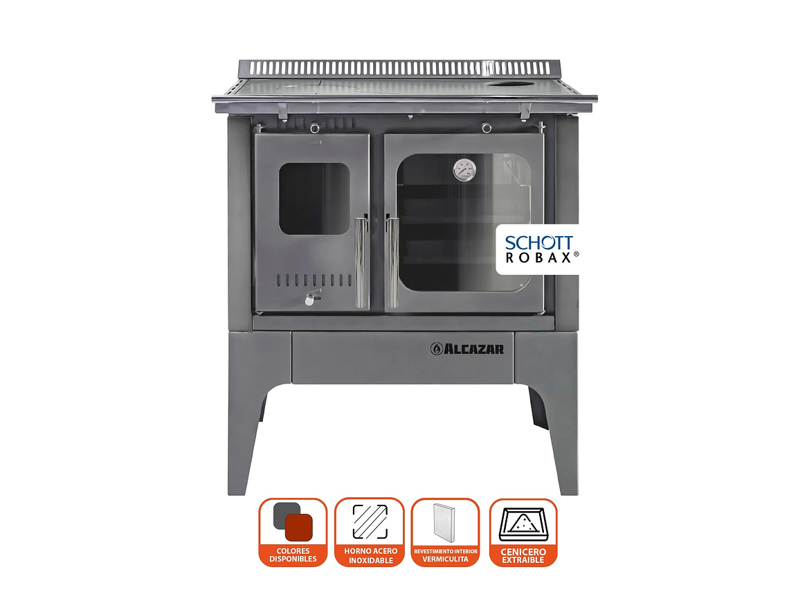 COCINA A LEÑA ALCAZAR EUROPEA S800 GRIS 2