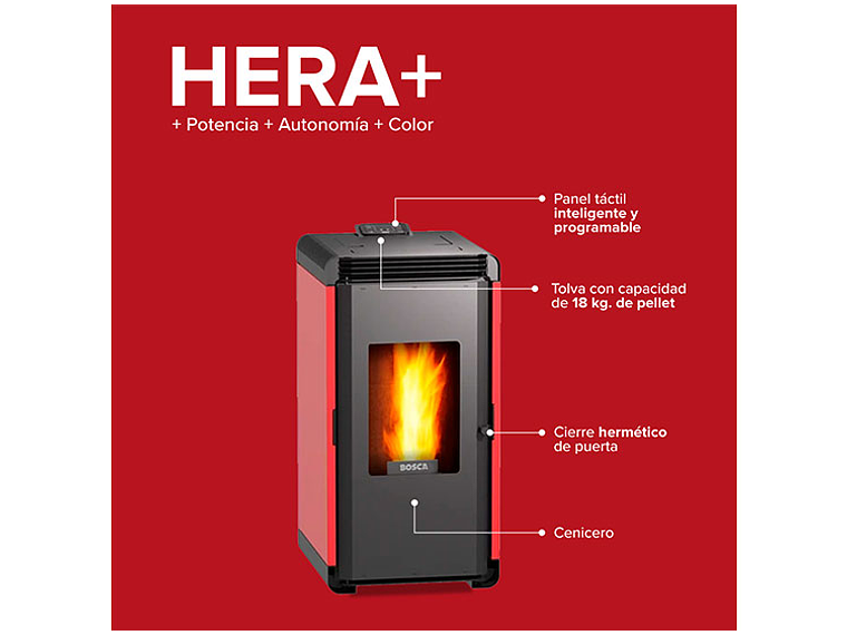  CALEFACTOR A PELLET BOSCA HERA ROJO 7