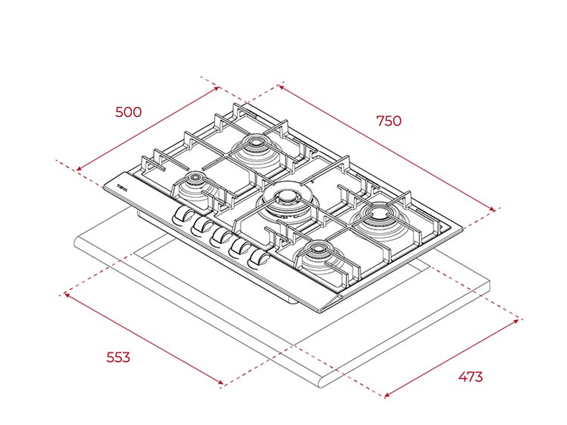 ENCIMERA GAS TEKA 5 PLATOS GSC 75330 SBA IX 10