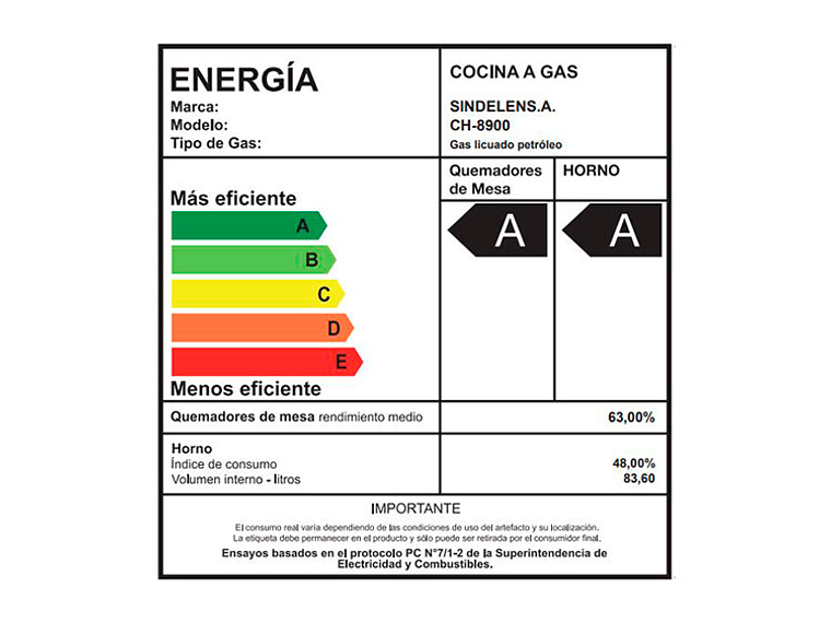 COCINA A GAS LICUADO/NATURAL SINDELEN 5 PLATOS CH-8900IN 6