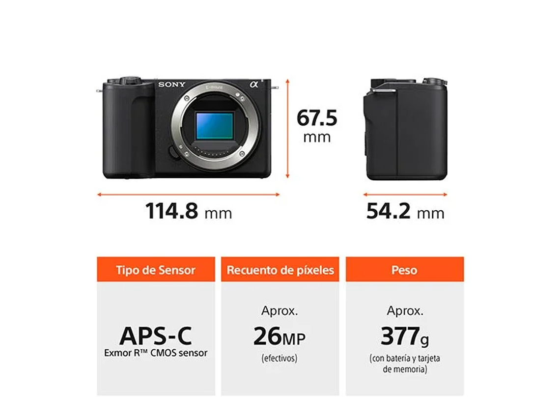 CÁMARA MIRRORLESS SONY ZV-E10 II PARA BLOGS 4K UHD 27MP + LENTE SELP16502 6