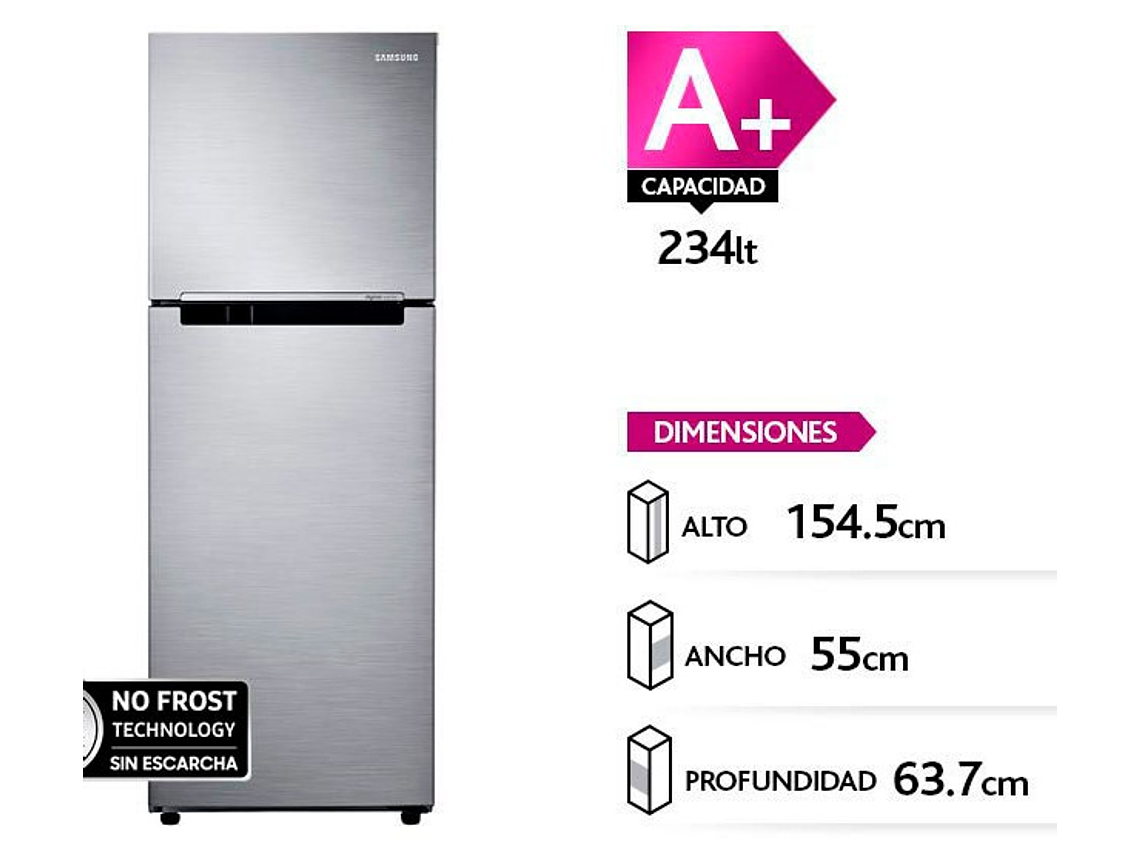 REFRIGERADOR SAMSUNG TOP FREEZER 234 L ALL AROUND COOLING RT22FARADS8/ZS 1