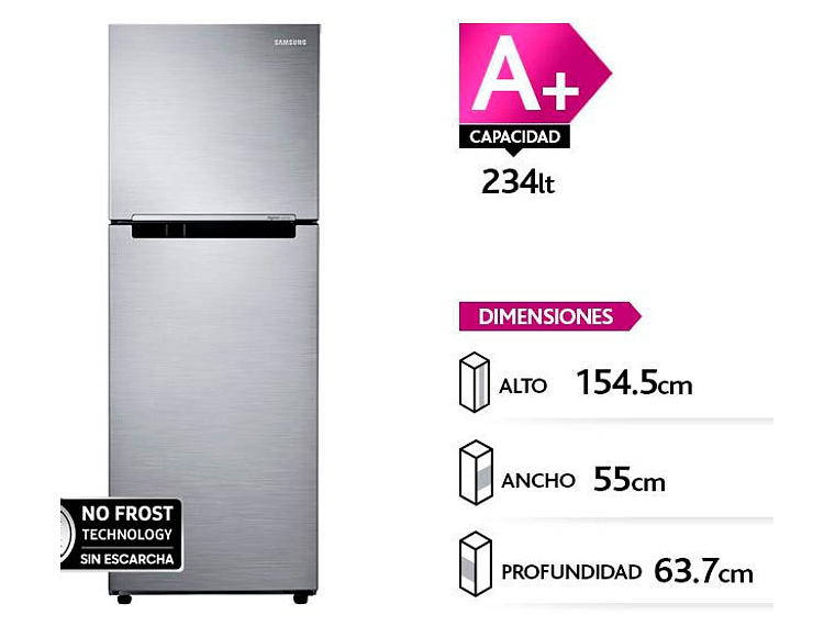 REFRIGERADOR SAMSUNG TOP FREEZER 234 L ALL AROUND COOLING RT22FARADS8/ZS 1