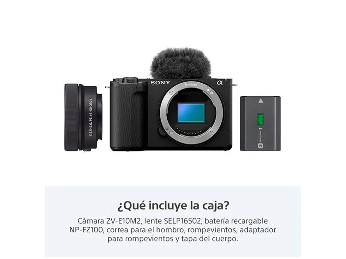 CÁMARA MIRRORLESS SONY ZV-E10 II PARA BLOGS 4K UHD 27MP + LENTE SELP16502 10