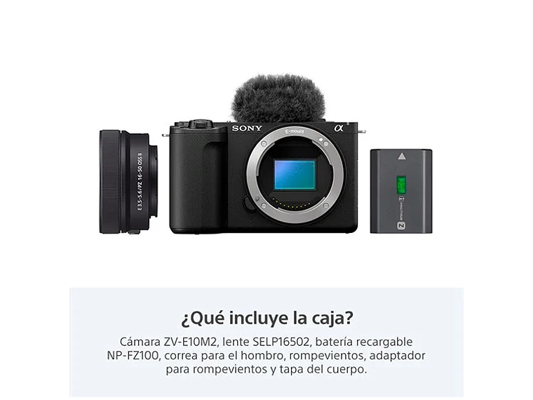 CÁMARA MIRRORLESS SONY ZV-E10 II PARA BLOGS 4K UHD 27MP + LENTE SELP16502 10