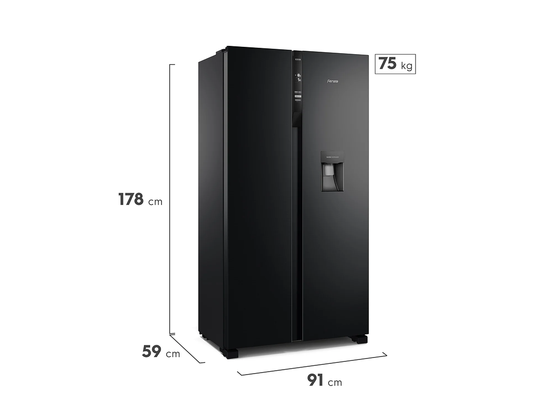 REFRIGERADOR FENSA 436L NO FROST SIDE BY SIDE SFX440B NEGRO 2