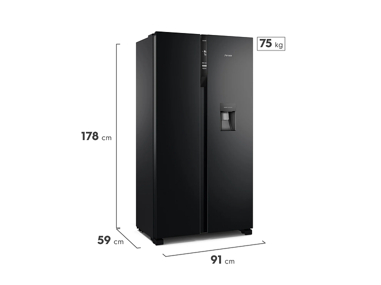 REFRIGERADOR FENSA 436L NO FROST SIDE BY SIDE SFX440B NEGRO 2