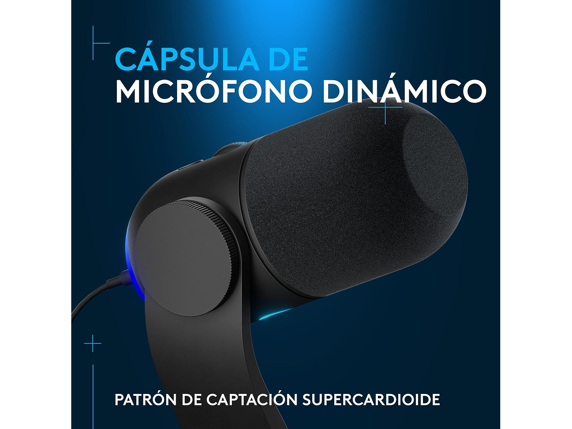 LOGITECH G YETI GX MICRÓFONO DINÁMICO RGB CON LIGHTSYNC NEGR 2