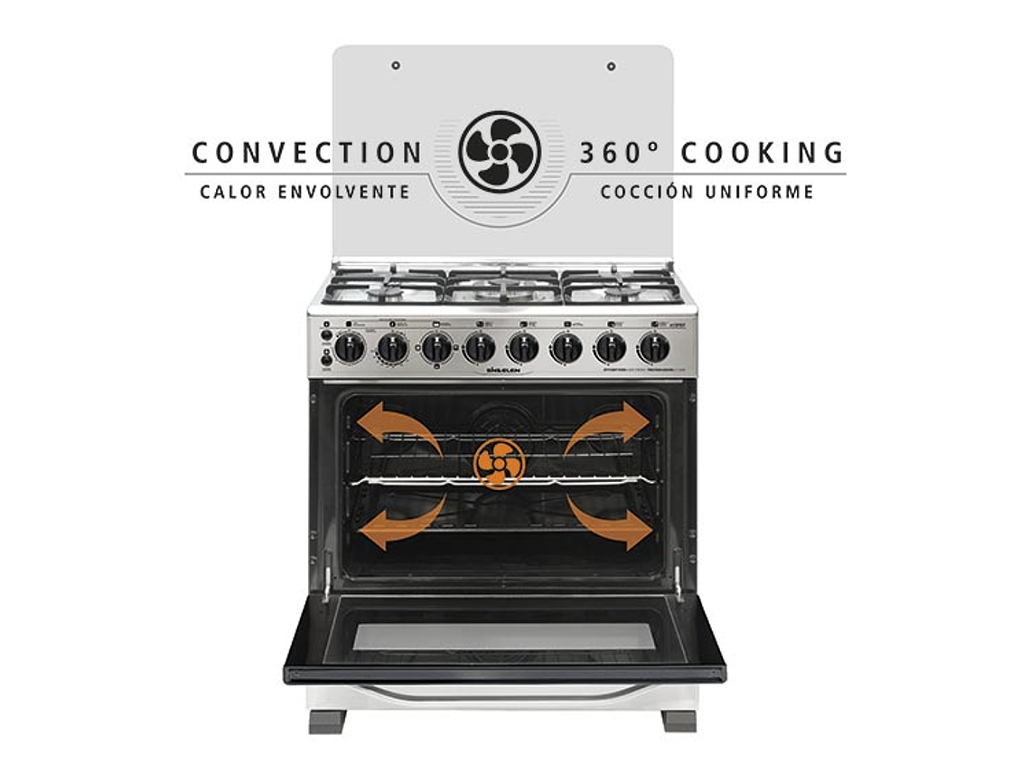 COCINA A GAS LICUADO/NATURAL SINDELEN 5 PLATOS CH-740NI 5Q HIBRIDA CONVECCION 5