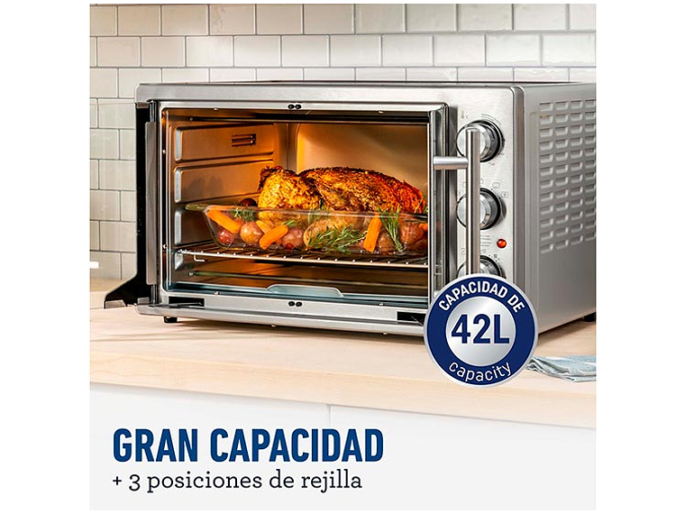 HORNO ELÉCTRICO OSTER 42 L TSSTTVFDMAFNS-052 CON FREIDORA DE AIRE ® PUERTAS ESTILO FRANCÉS 2