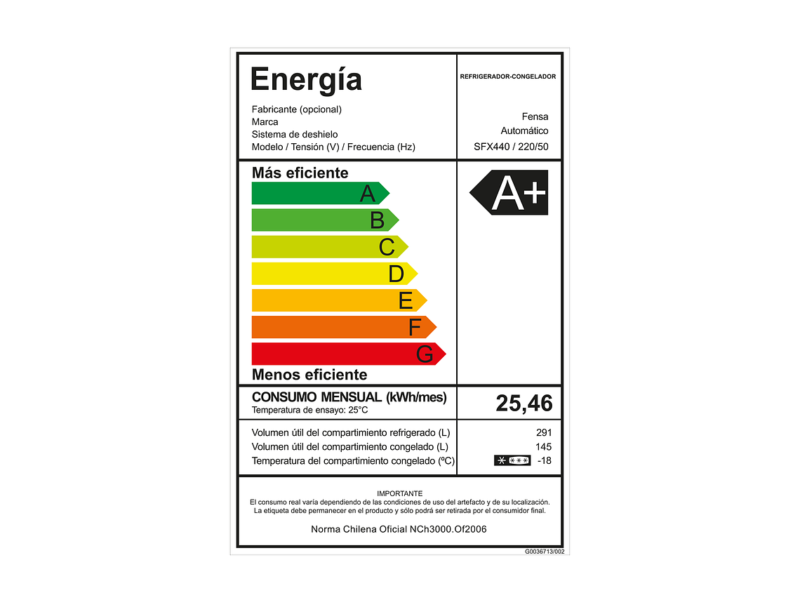 REFRIGERADOR FENSA 436L NO FROST SIDE BY SIDE SFX440B NEGRO 8