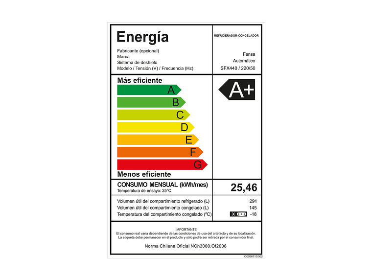 REFRIGERADOR FENSA 436L NO FROST SIDE BY SIDE SFX440B NEGRO 8