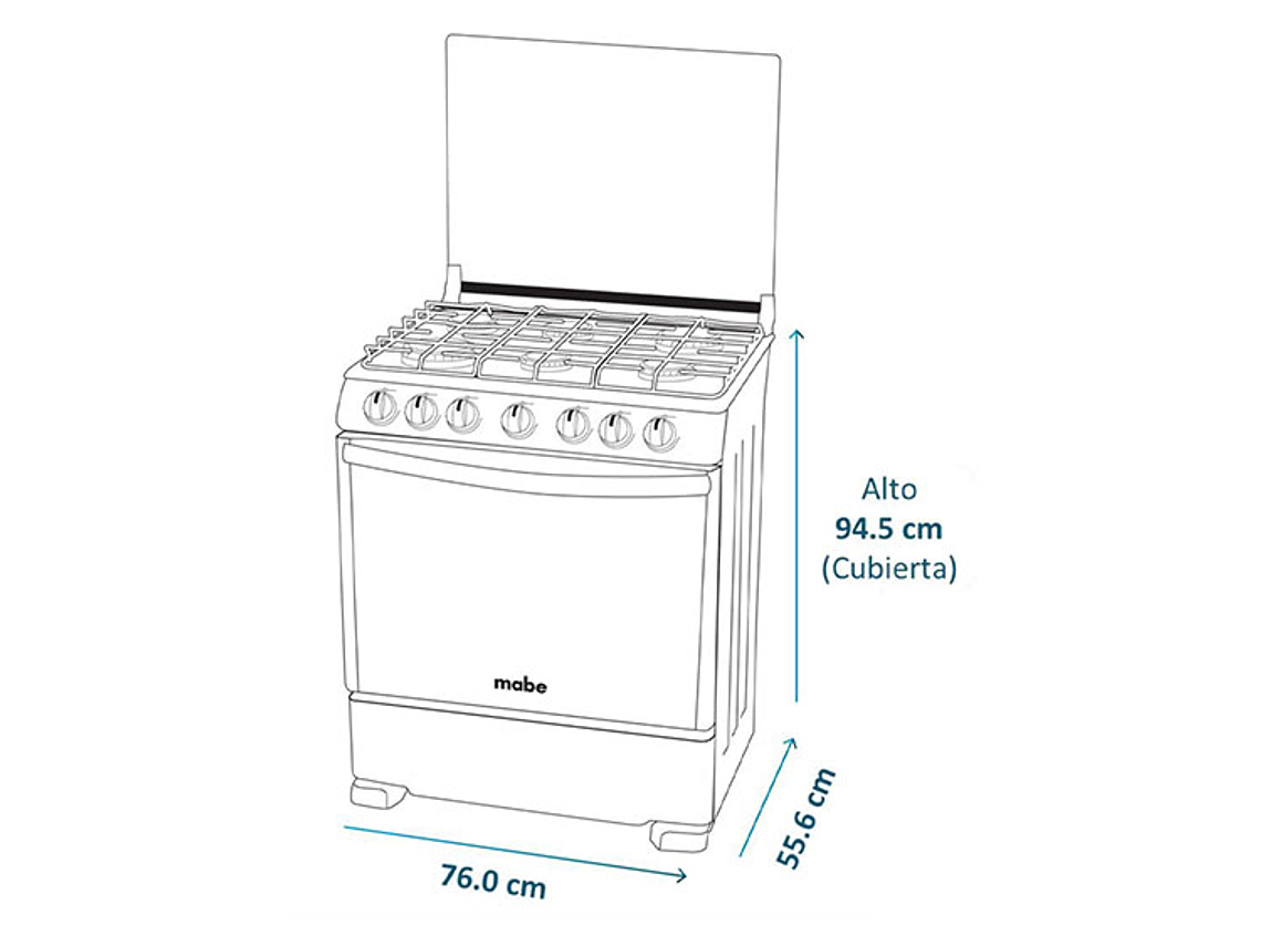 COCINA A GAS MABE 5 PLATOS ANDES 7650FX1 6