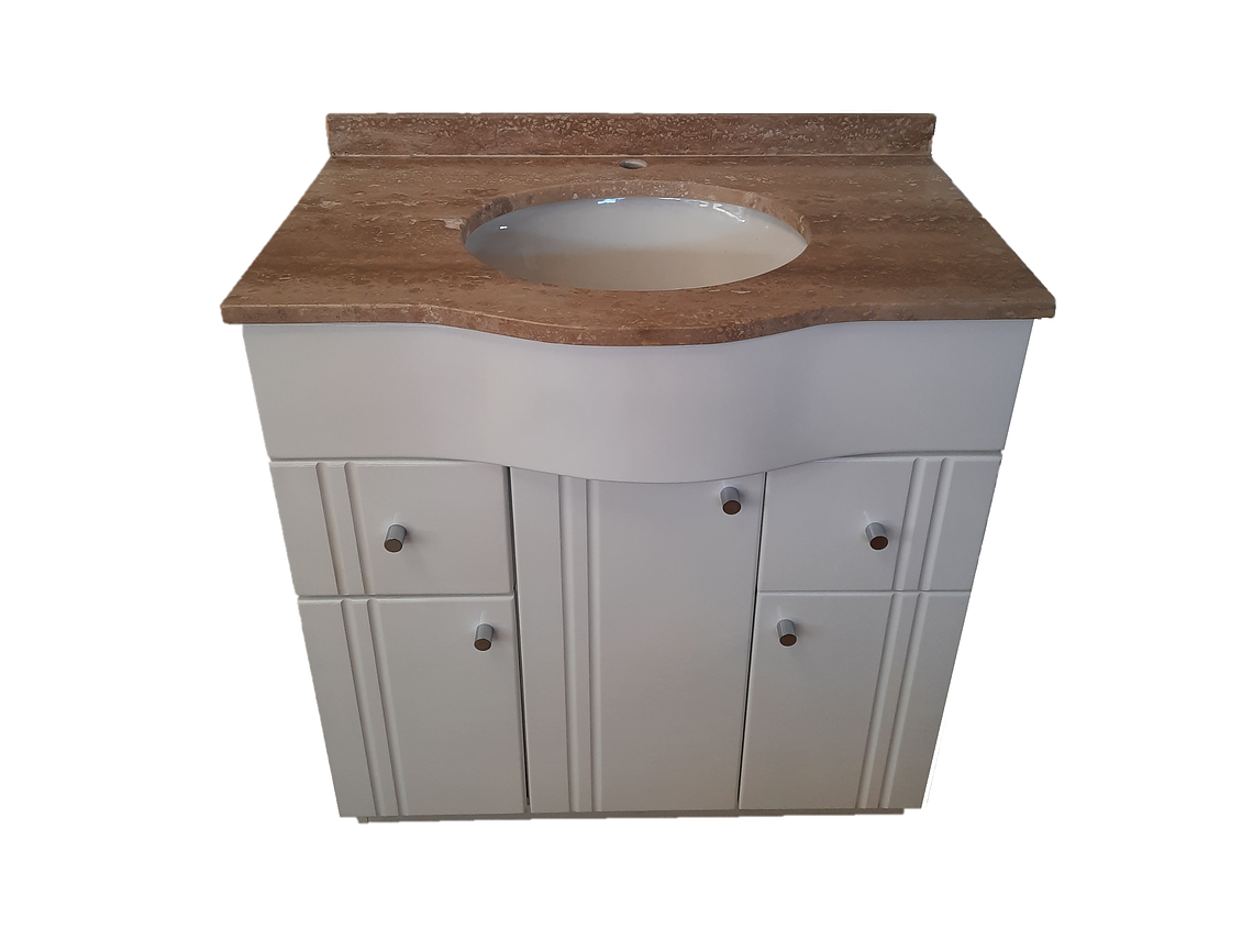 MUEBLE TMUEBLES TRAVERTINO CURVO VANITORIO LACADO CUBIERTA MÁRMOL 80 X 50 X 85 BLANCO 1