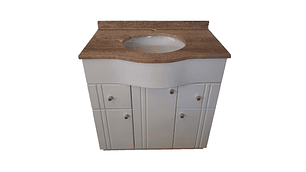 MUEBLE TMUEBLES TRAVERTINO CURVO VANITORIO LACADO CUBIERTA MÁRMOL 80 X 50 X 85 BLANCO