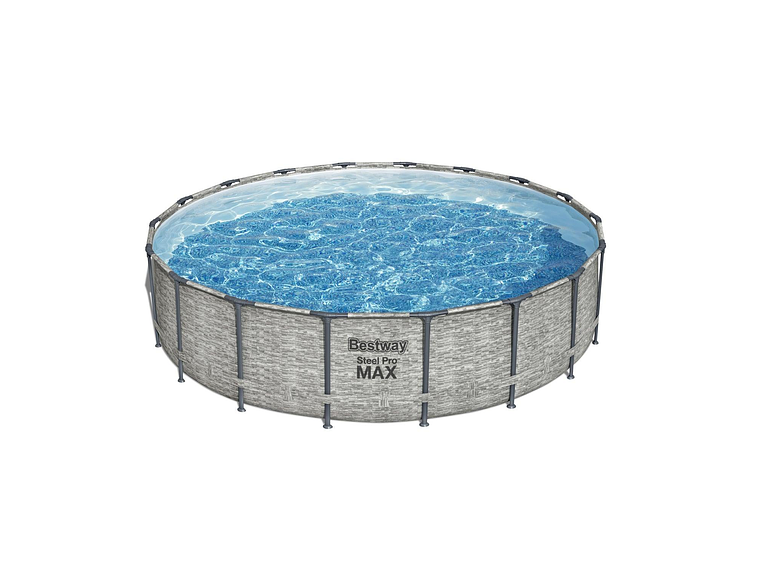 PISCINA BESTWAY REDONDA STEELPRO MAX GRIS PIEDRA 5.49MX1.22M 1