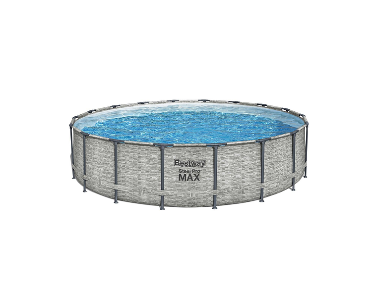 PISCINA BESTWAY REDONDA STEELPRO MAX GRIS PIEDRA 5.49MX1.22M 3