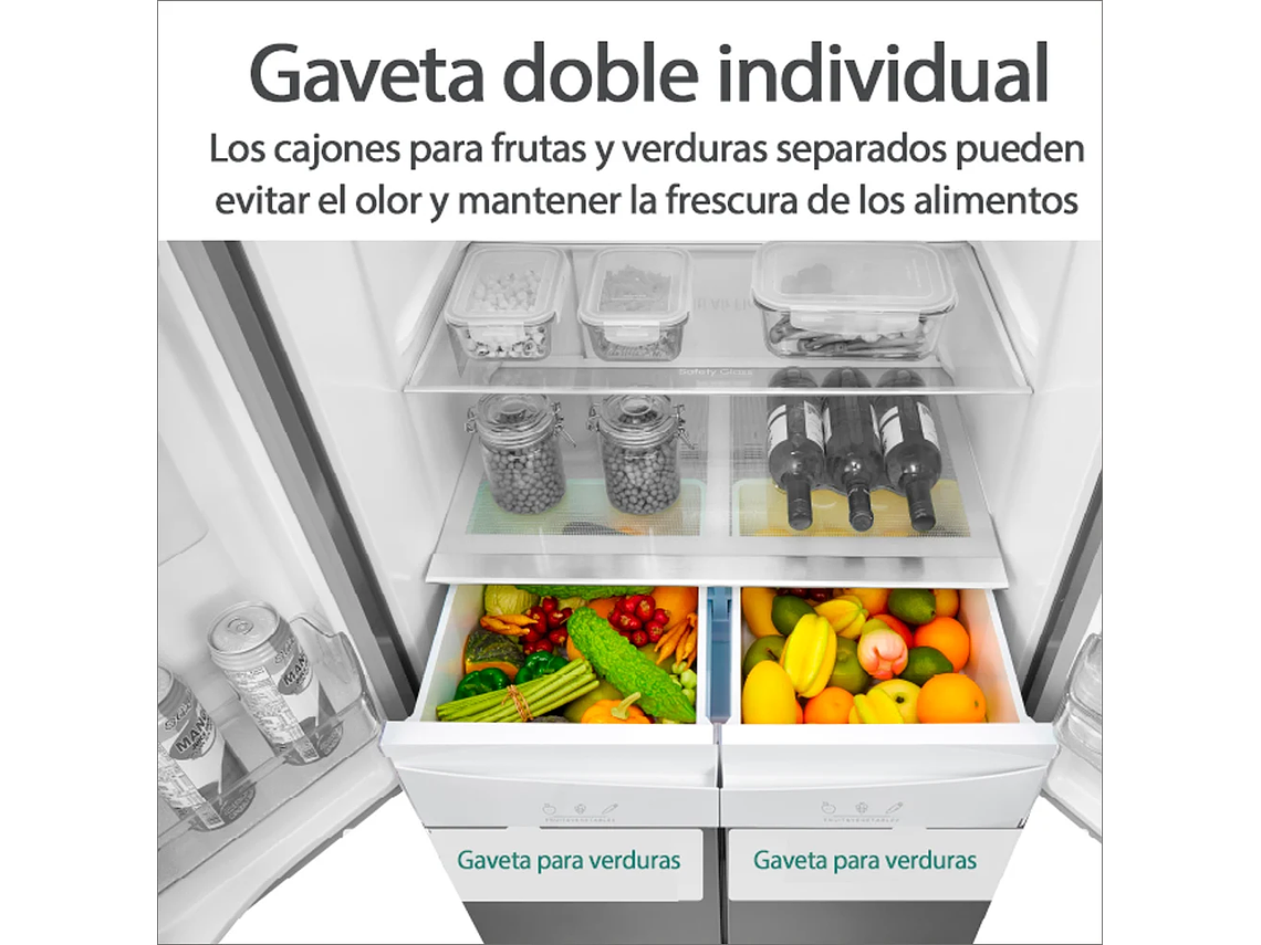 REFRIGERADOR SIDE BY SIDE 467 LTS 4 PUERTAS HQ-627WEN 3