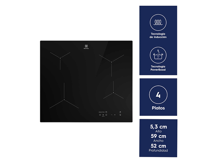ENCIMERA A INDUCCIÓN 4 PLATOS VITROCERÁMICA IE6LP 4