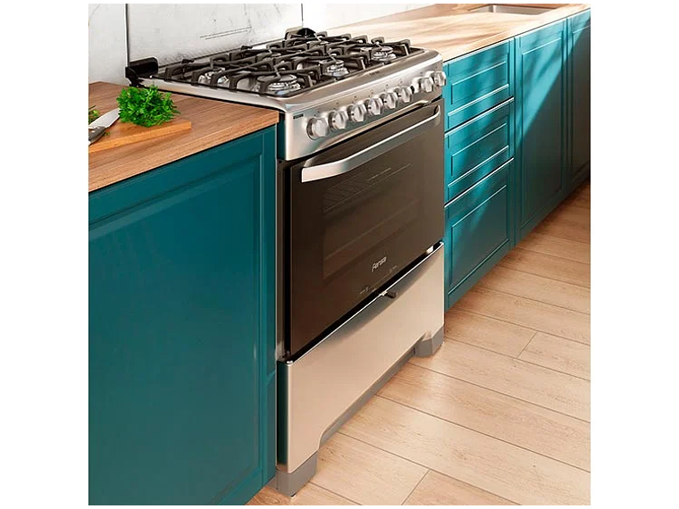 COCINA A GAS LIQUADO FENSA 6 PLATOS F 5300 T SILVER NEGRO 5