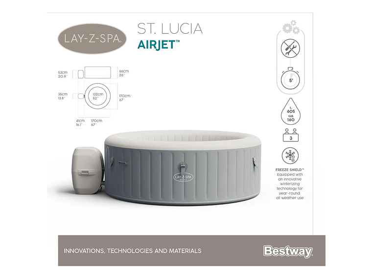 HOT TUB SPA JACUZZI INFLABLE ST. LUCIA 3 PERSONAS BESTWAY 5