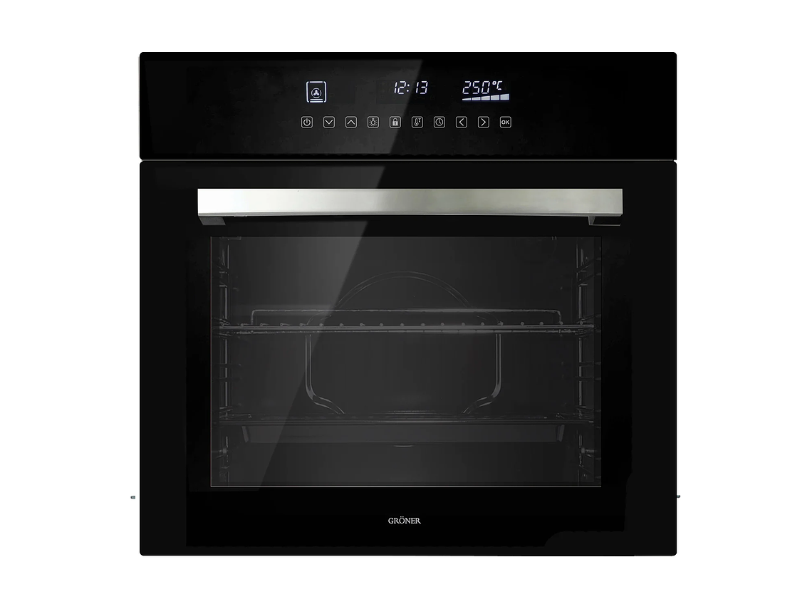 HORNO ELÉCTRICO EMPOTRABLE GRÖNER BLACK TOUCH TRIPLE VIDRIO 10F 59L 1