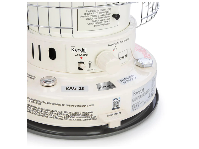 ESTUFA CALEFACTOR A PARAFINA KEROSENE 23000BTU BLANCO KPM-23 KENDAL 2