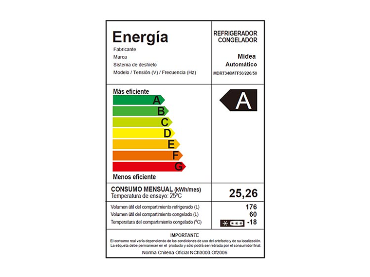 REFRIGERADOR MIDEA TOP FREEZER NO FROST 236 L TMF MDRT346MTF50 9