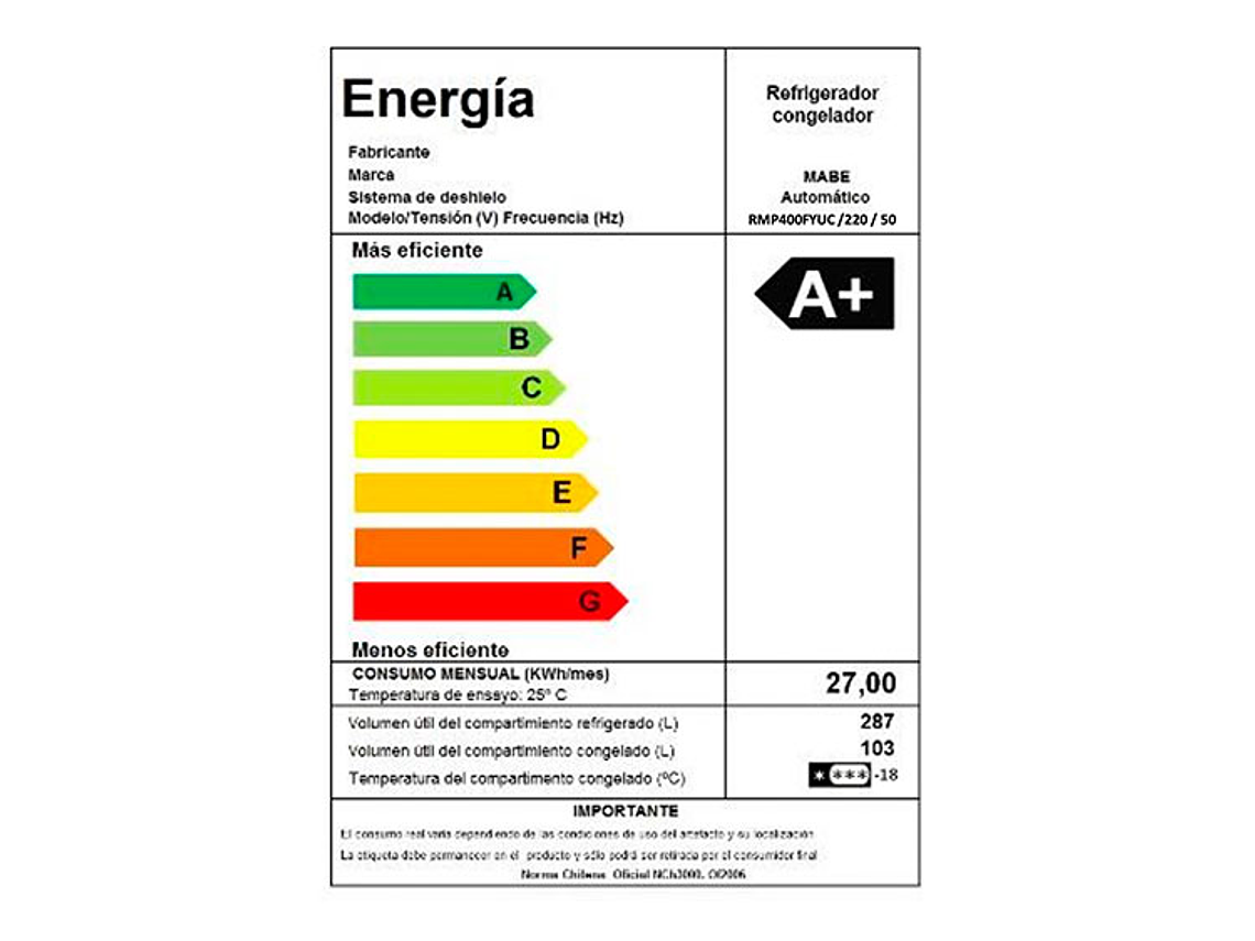 REFRIGERADOR MABE TOP MOUNT FREEZER NO FROST 400 L RMP400FYUC BLACK STEEL 9