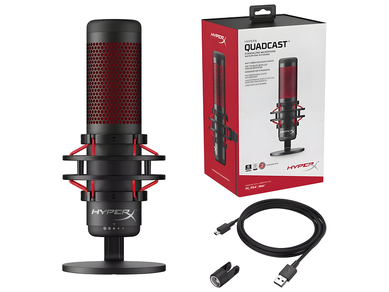 MICRÓFONO GAMER STREAMING HYPERX QUADCAST PROFESIONAL 7
