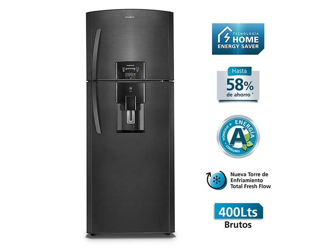 REFRIGERADOR MABE TOP FREEZER 400 L NF NEGRO 1