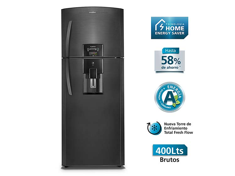 REFRIGERADOR MABE TOP FREEZER 400 L NF NEGRO 1