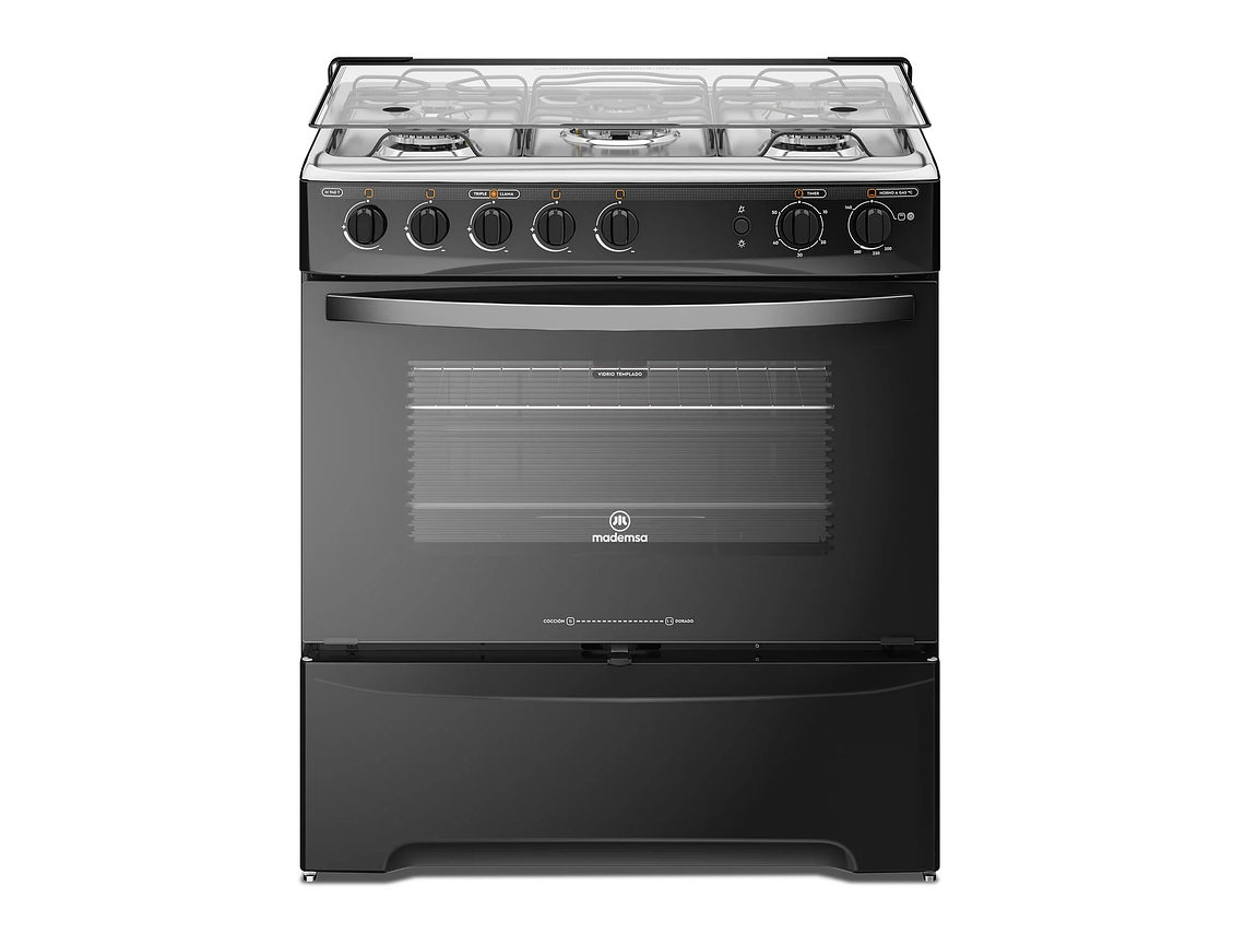 COCINA A GAS 5 PLATOS MADEMSA TRIPLE LLAMA M 940 T NEGRA 1
