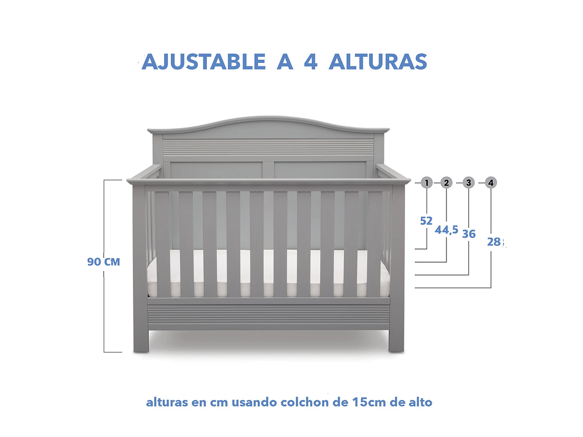 CUNA DE MADERA SERTA 4 EN 1 BARRET GRIS 2