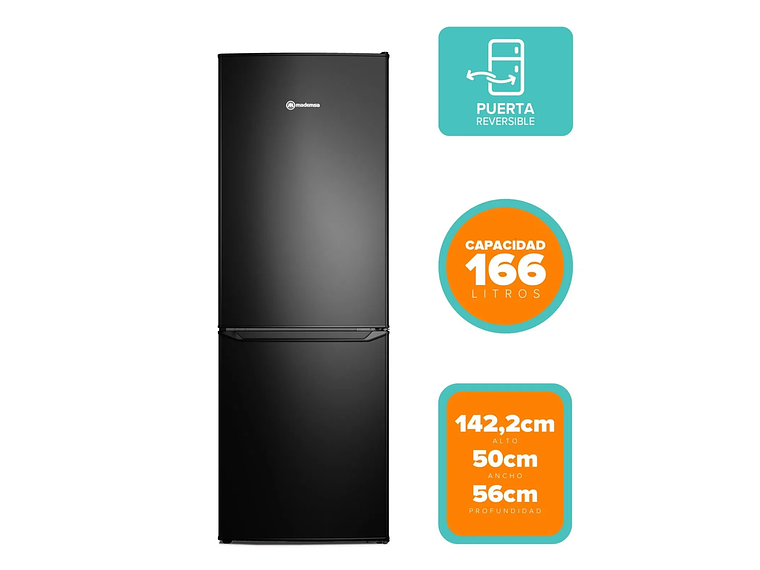 REFRIGERADOR 166L FRÍO DIRECTO BOTTOM FREEZER MED165B 3