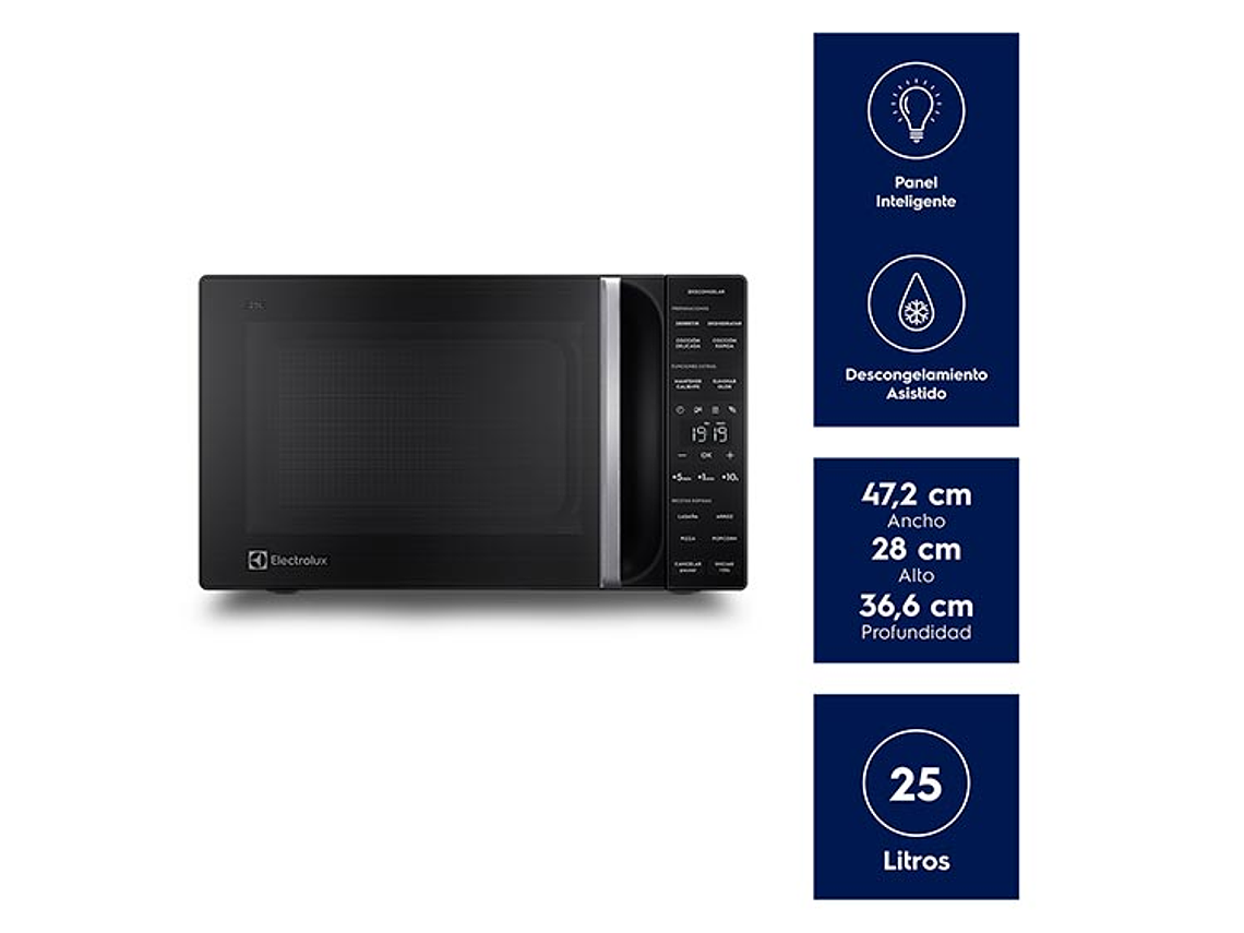 MICROONDAS ELECTROLUX 25 L ME25N DIGITAL NEGRO PLATO GIRATORIO 2