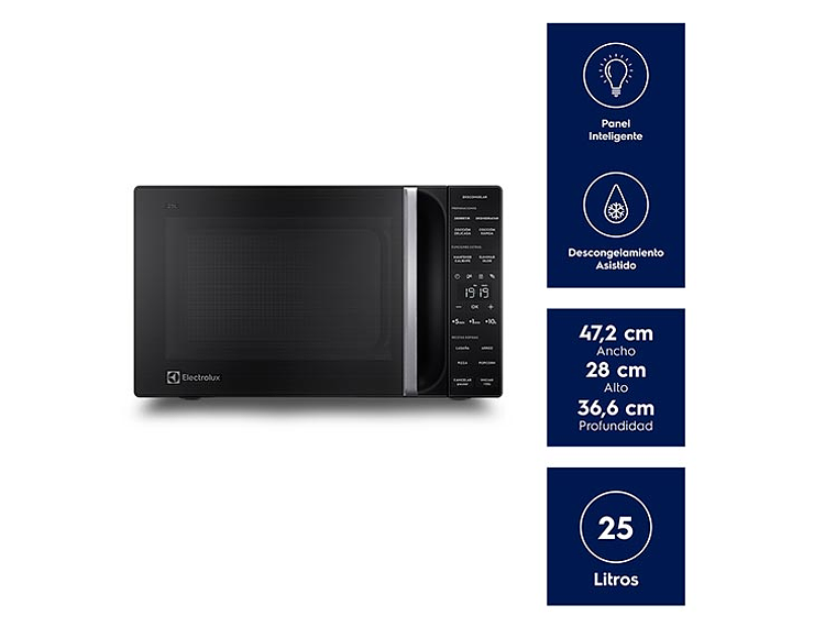 MICROONDAS ELECTROLUX 25 L ME25N DIGITAL NEGRO PLATO GIRATORIO 2